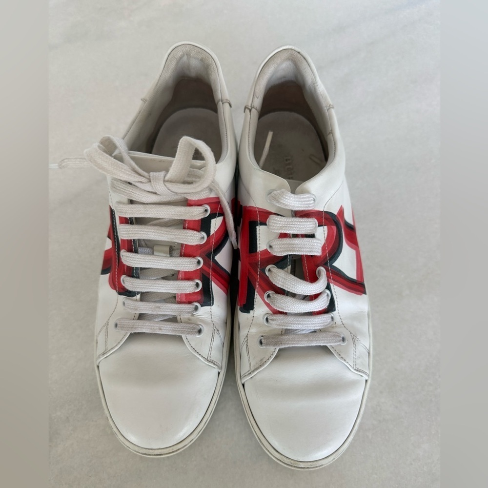 Burberry White Leather Sneakers with Red Graffiti Print Logo • 38 - Picture 7 of 10
